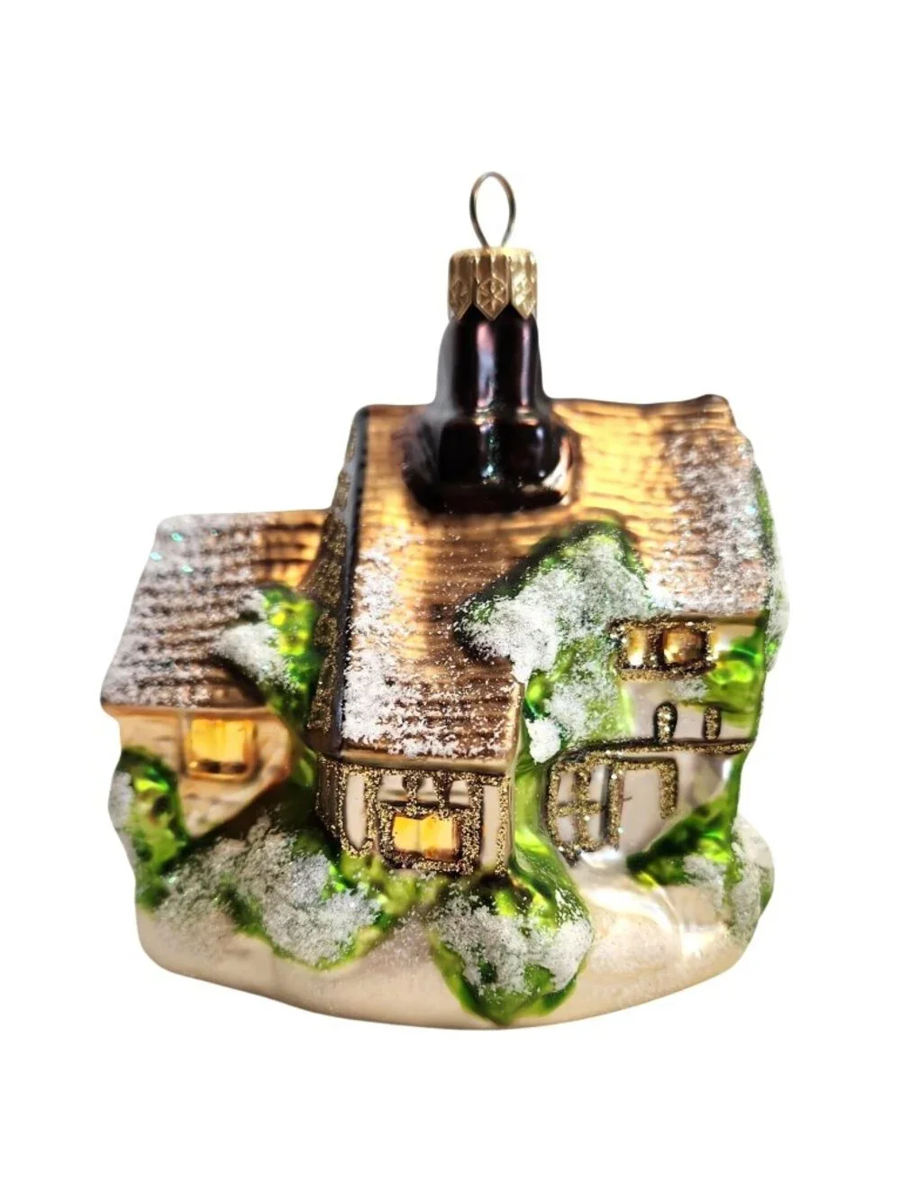Chalet Cottage Christmas Ornament With Glitter Accents & European Style Design